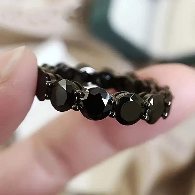 7 CTW Black Eternity Moissanite Ring