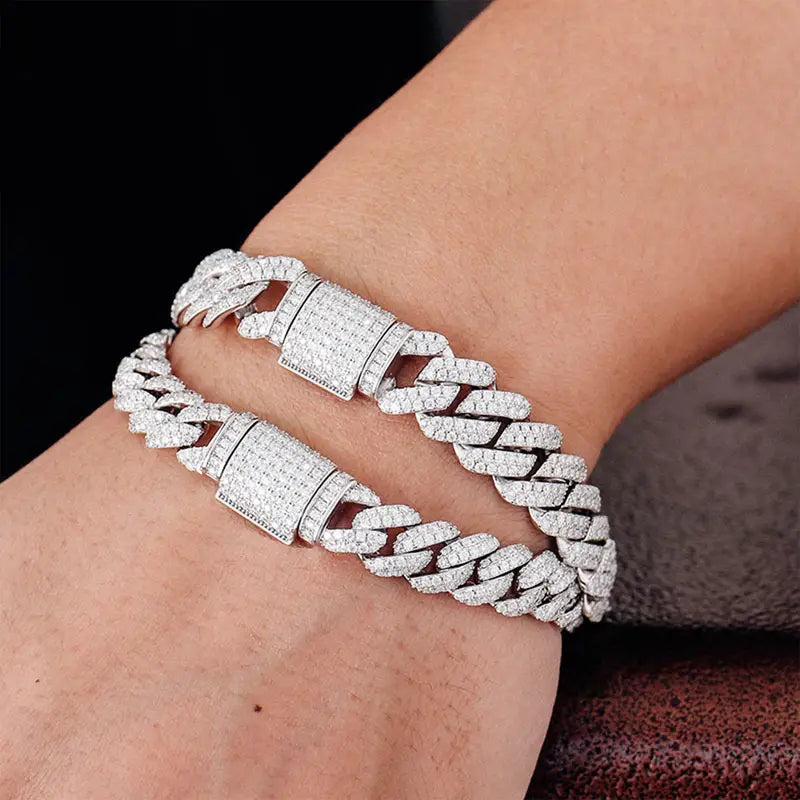 9.7 CTW Moissanite Cuban Bracelet, 38 Grams, 8MM