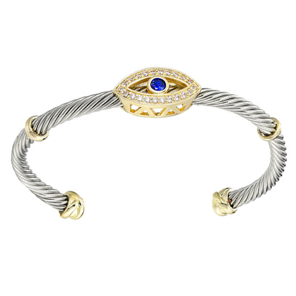 DYI Two Tone Hansma "Evil Eye' Cable Bangle