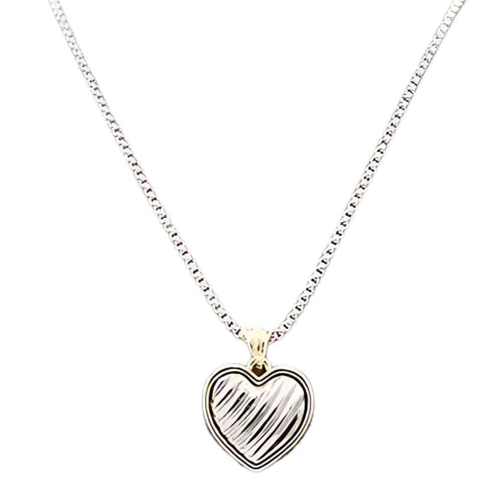 DYI 14K Gold Plated Two Tone Heart Necklace Earring Set