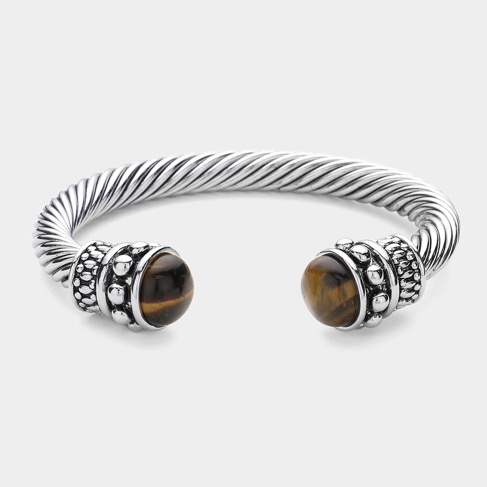 DYI Tiger Eye Tip Cable Cuff Bracelet