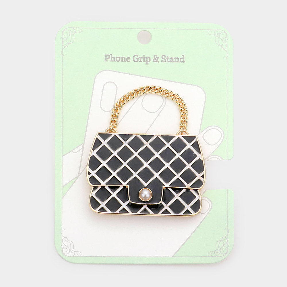 Enamel Metal Tote Bag Adhesive Phone Grip and Stand