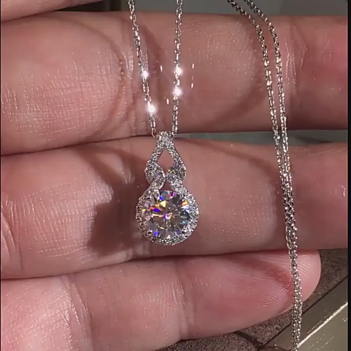 3 CTW Moissanite Necklace Droplet Shaped Pendant