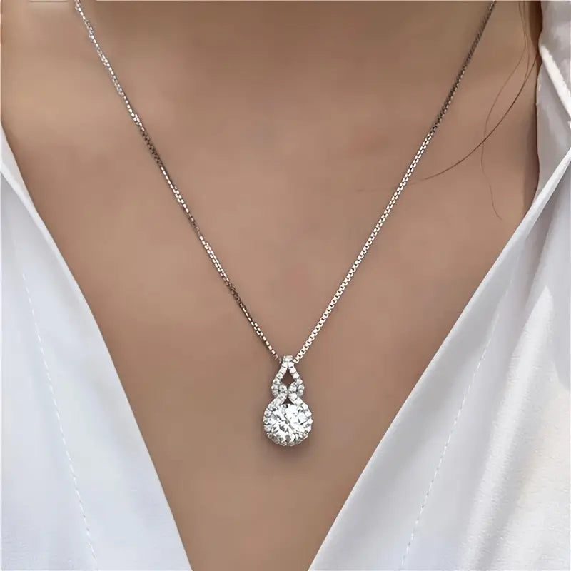 3 CTW Moissanite Necklace Droplet Shaped Pendant