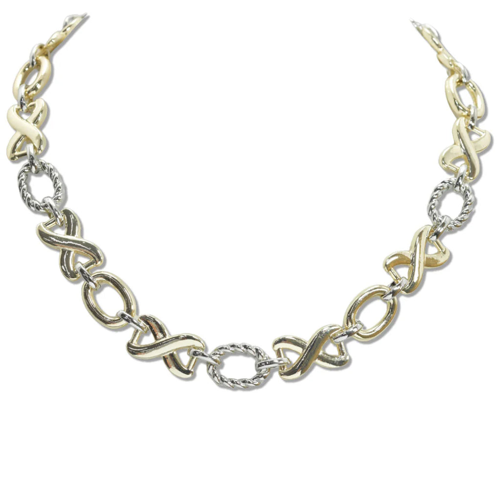 DYI Oval and X Accent Necklace Bracelet Set