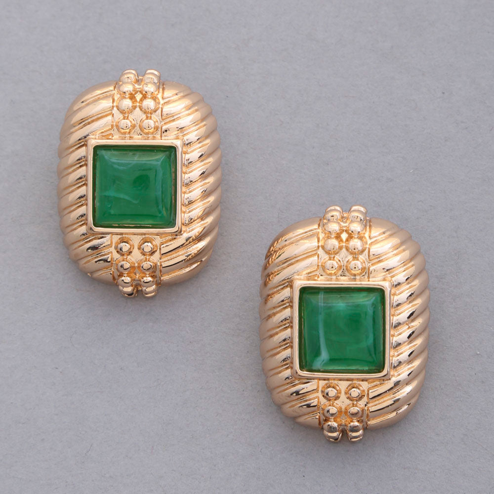 Square Cystal Oval Earrings
