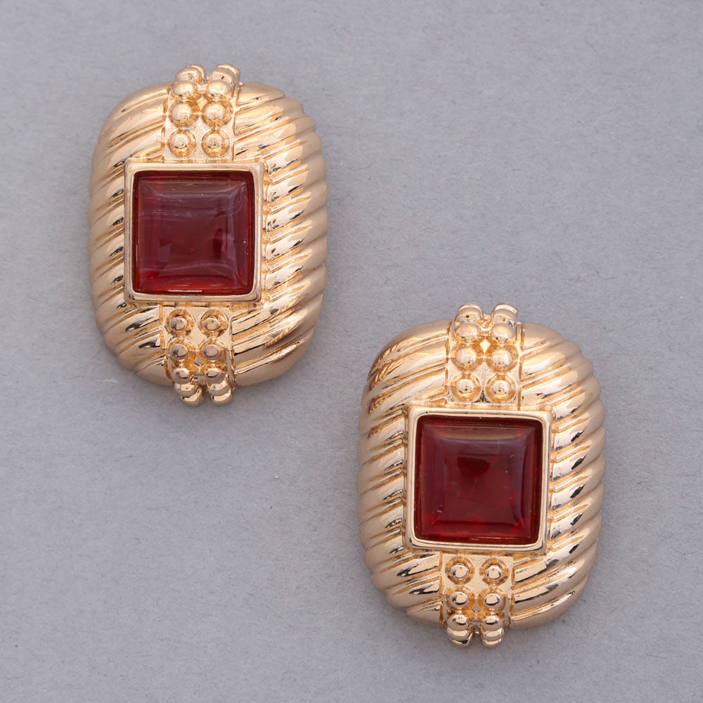 Square Crystal Oval Earring