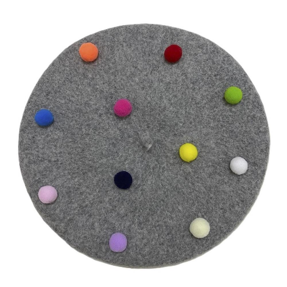 Ball Color Studded Beret Hat