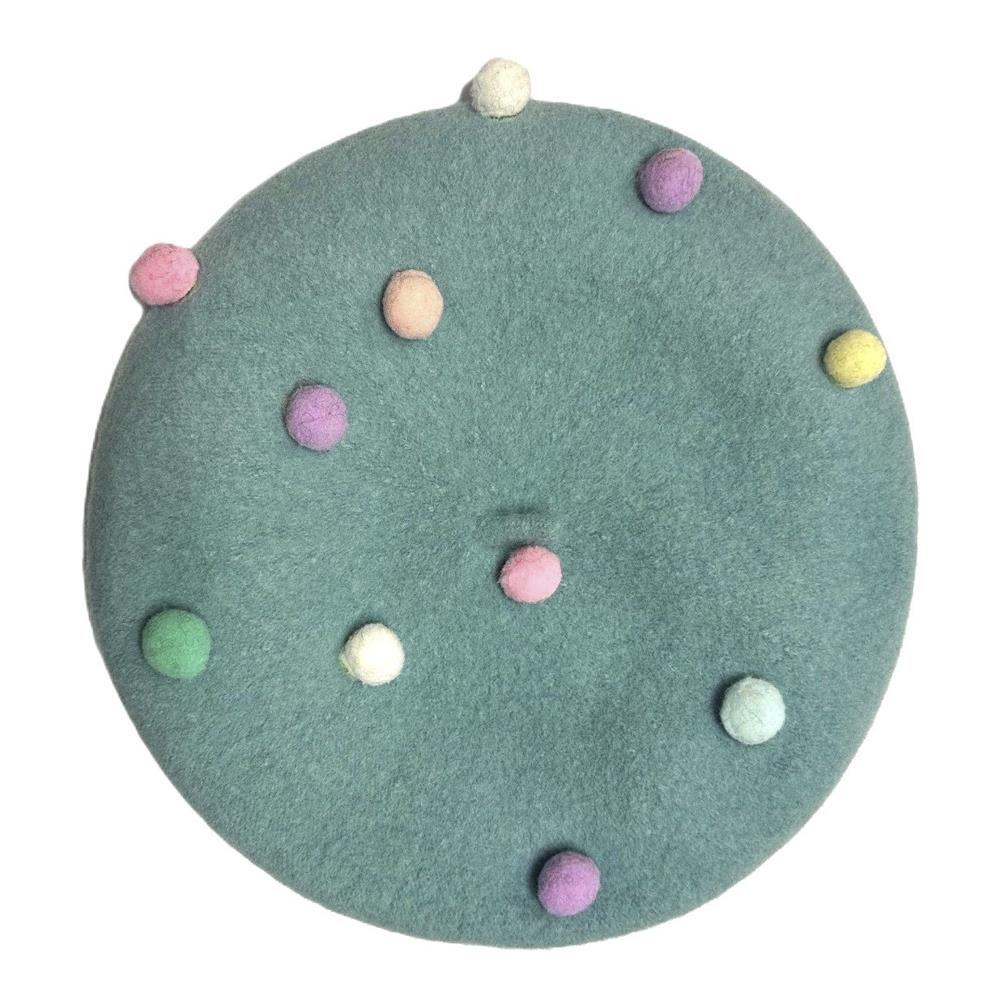 Ball Color Studded Beret Hat