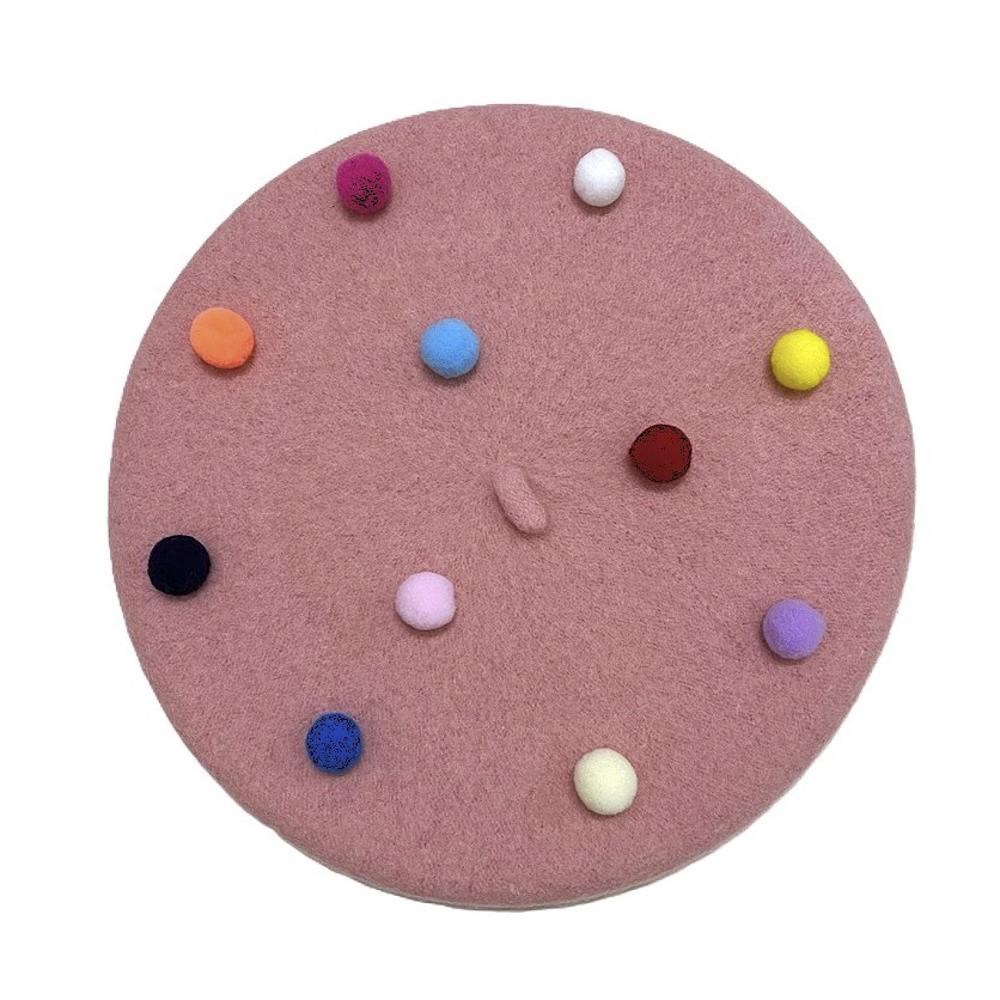 Ball Color Studded Beret Hat