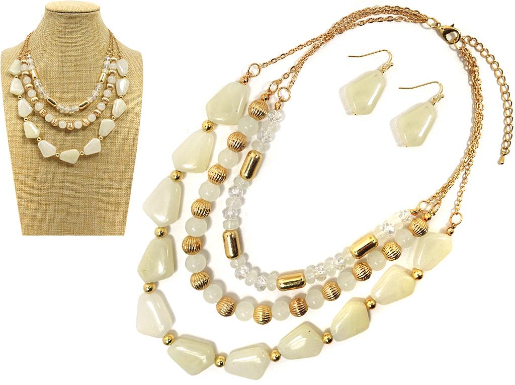 3 Layered Glass Bead Necklace Set