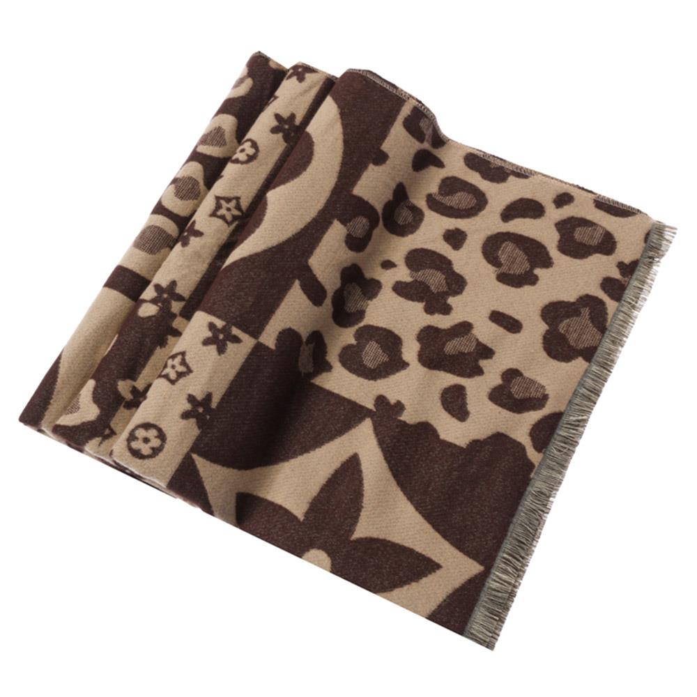 Leopard Floral Mix Pattern Fringe Oblong Scarf