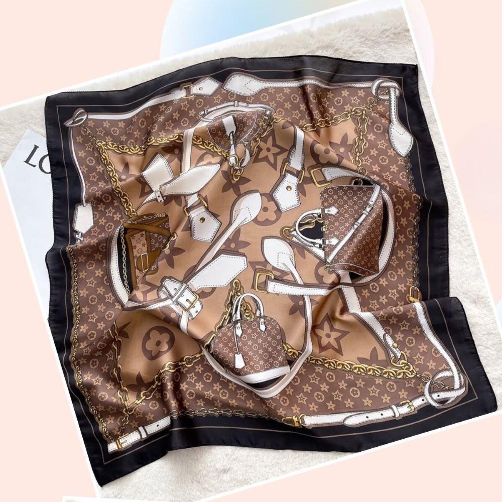 Bag And Chain Print Bandana Square Neck Scarf