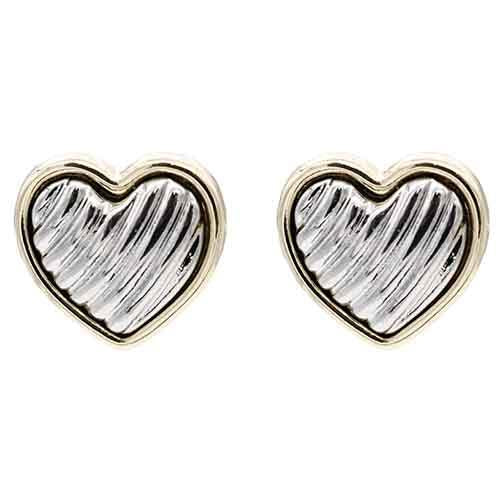 DYI 14K Gold Plated Two Tone Heart Necklace Earring Set