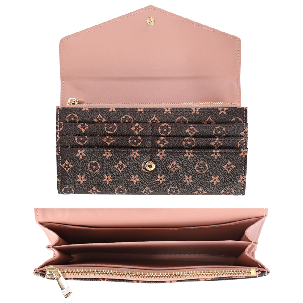 Two Tone Textured Design Button Flap Wallet