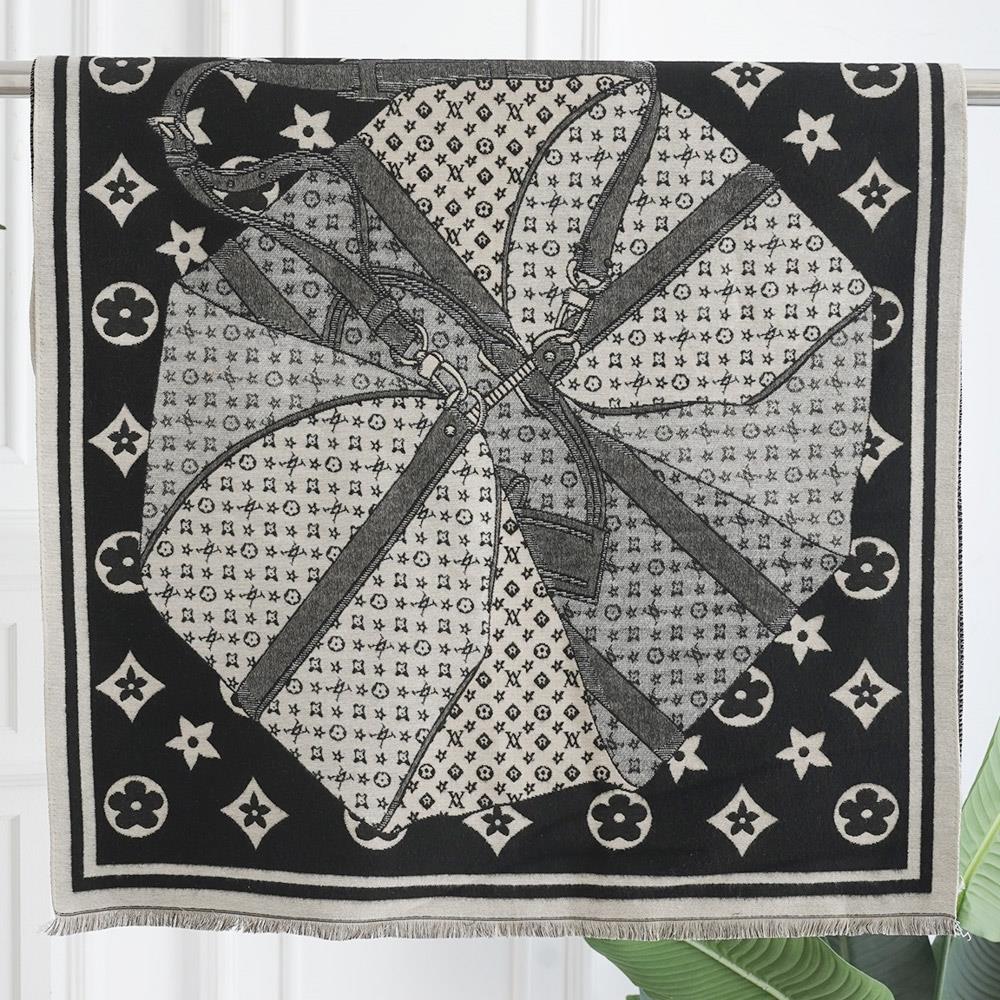 Flower Belt Bag Pattern Fringe Edge Lightweight Oblong Scarf