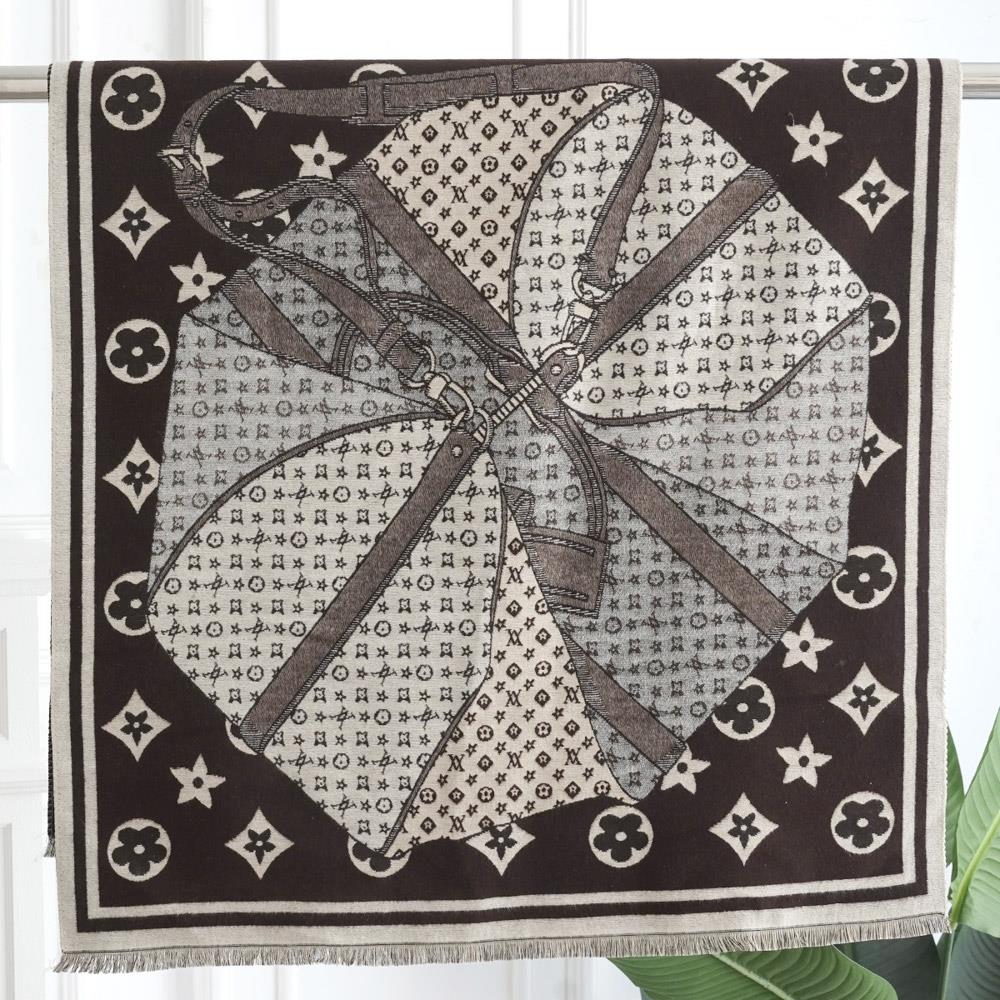 Flower Belt Bag Pattern Fringe Edge Lightweight Oblong Scarf