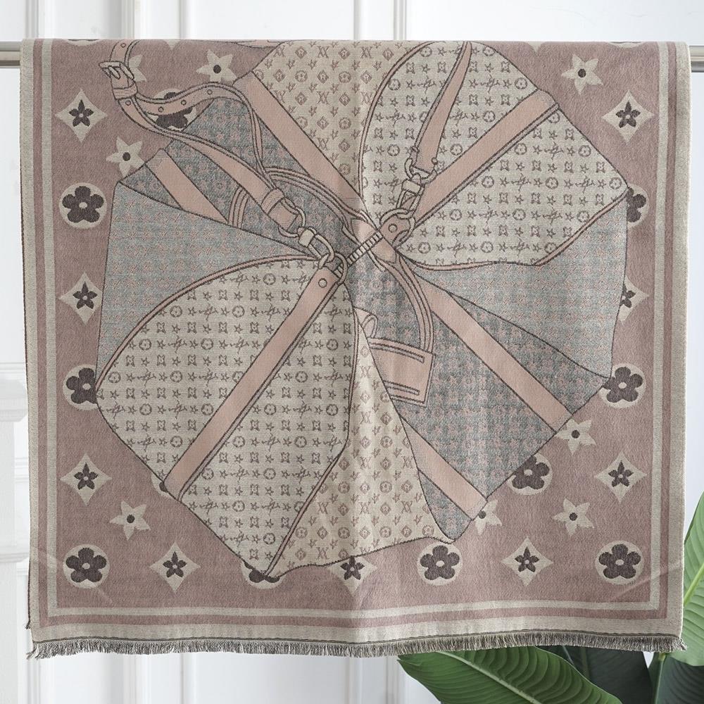 Flower Belt Bag Pattern Fringe Edge Lightweight Oblong Scarf