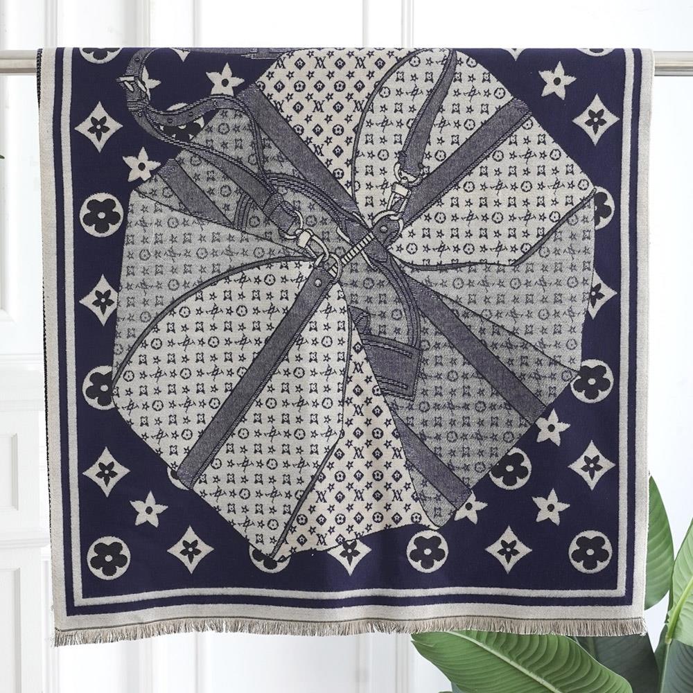 Flower Belt Bag Pattern Fringe Edge Lightweight Oblong Scarf