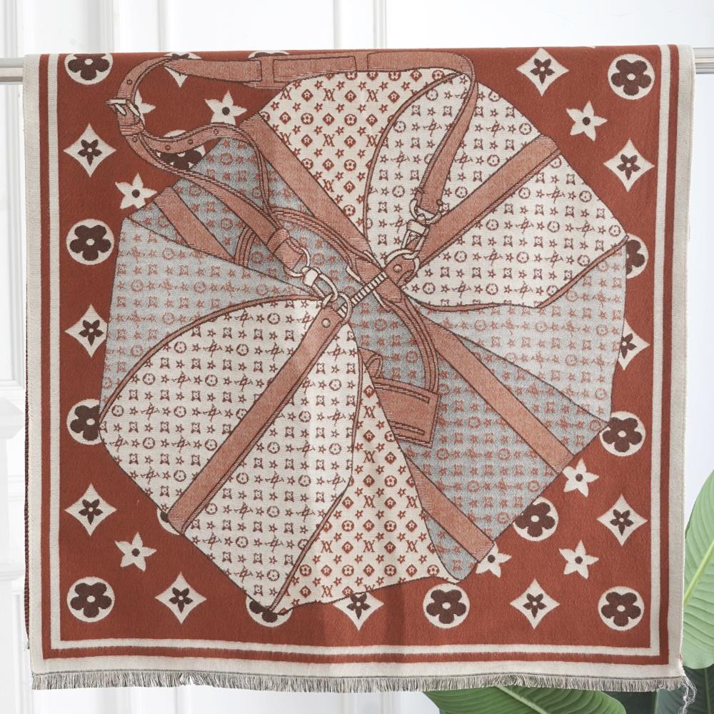 Flower Belt Bag Pattern Fringe Edge Lightweight Oblong Scarf