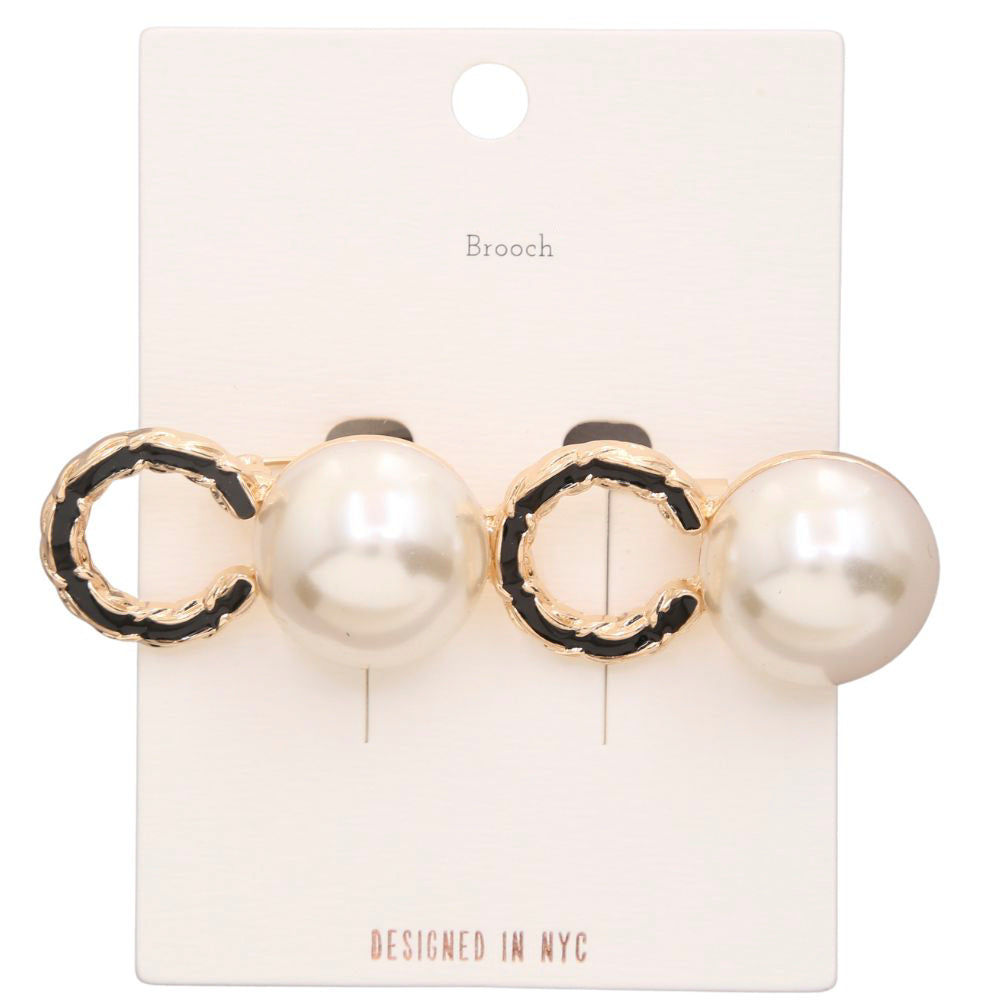 ✨ Pearl Double-Loop Statement Brooch