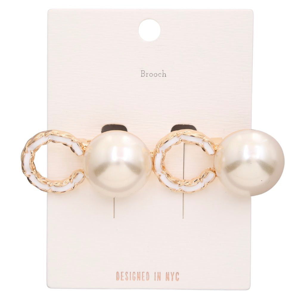 ✨ Pearl Double-Loop Statement Brooch