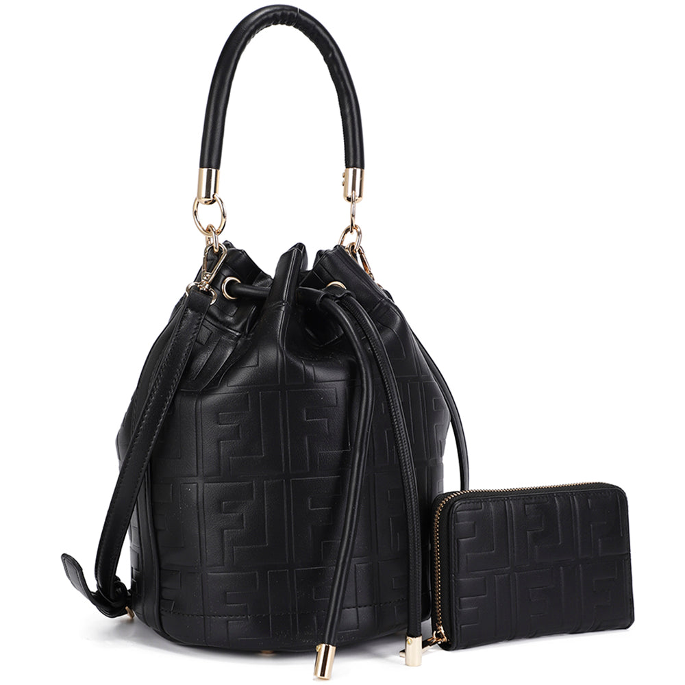 PREORDER 2In1 Design Texture Handle Satchel W Wallet Set