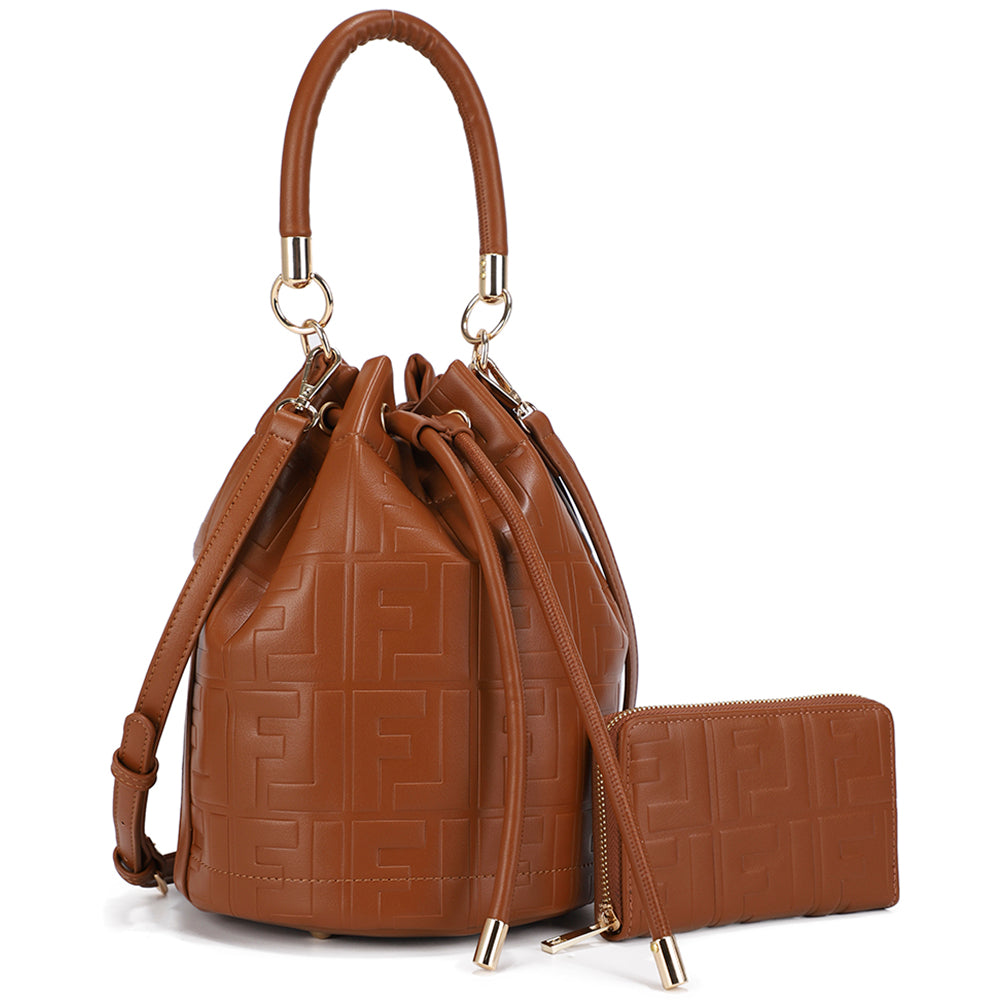PREORDER 2In1 Design Texture Handle Satchel W Wallet Set