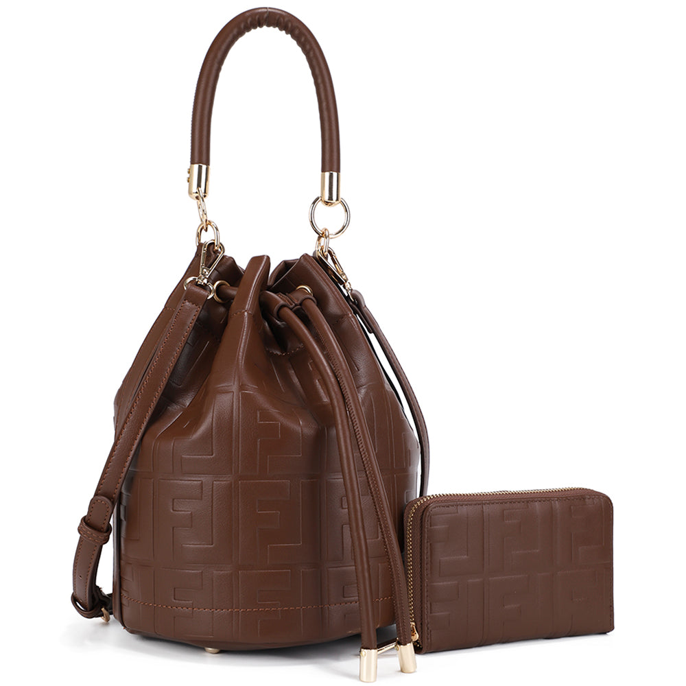 PREORDER 2In1 Design Texture Handle Satchel W Wallet Set