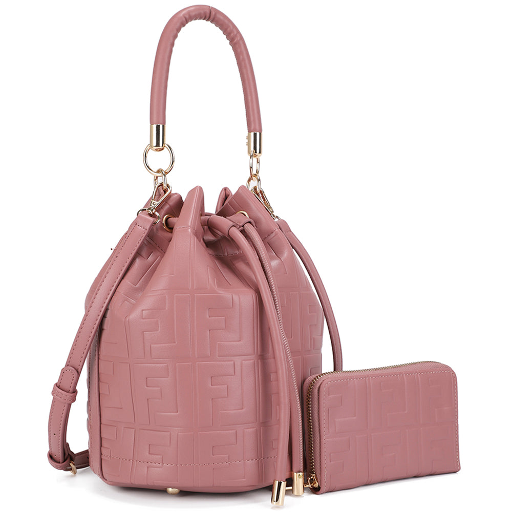 PREORDER 2In1 Design Texture Handle Satchel W Wallet Set