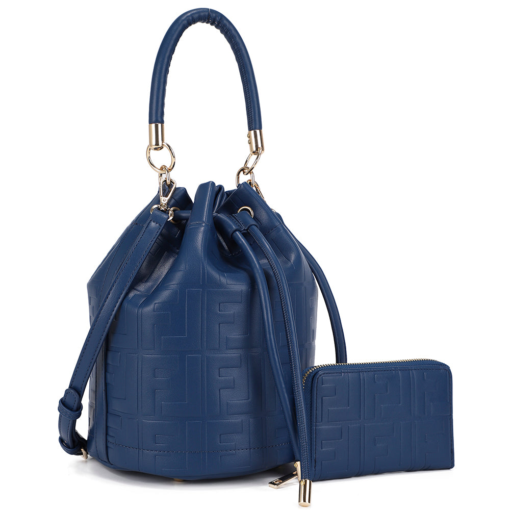 PREORDER 2In1 Design Texture Handle Satchel W Wallet Set