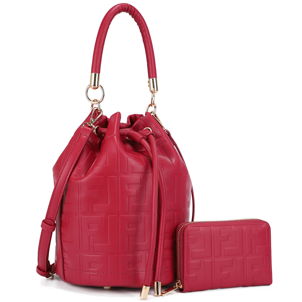 PREORDER 2In1 Design Texture Handle Satchel W Wallet Set