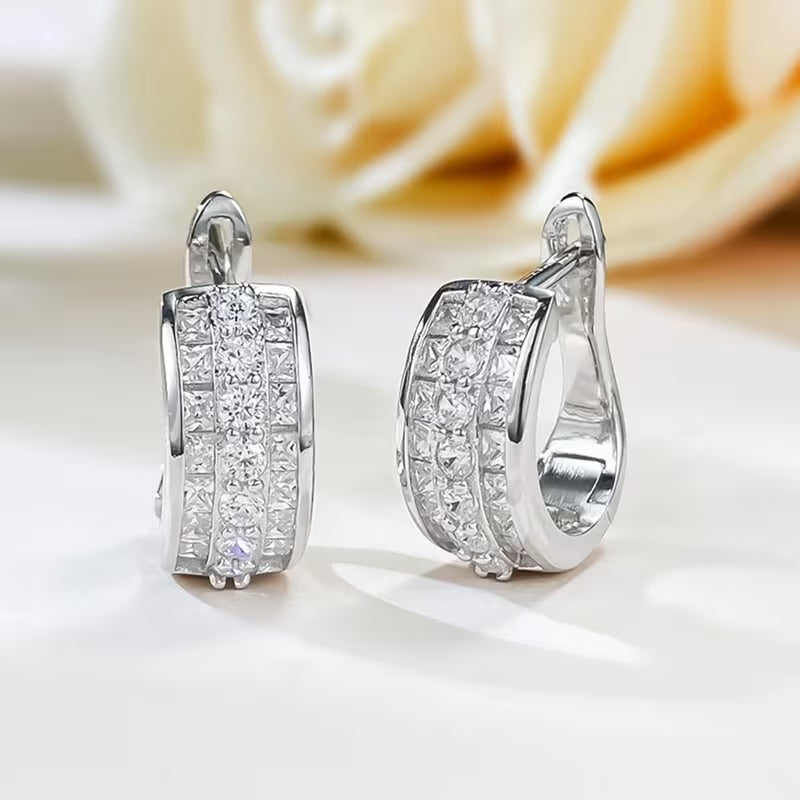 ✨ 2.0mm Triple Row Half-Full Moissanite Earrings ✨