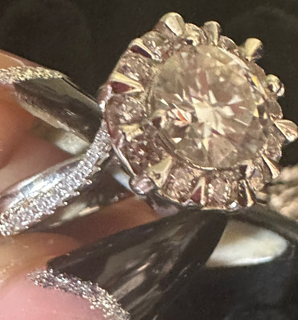 2 CTW Moissanite Flower Halo Ring