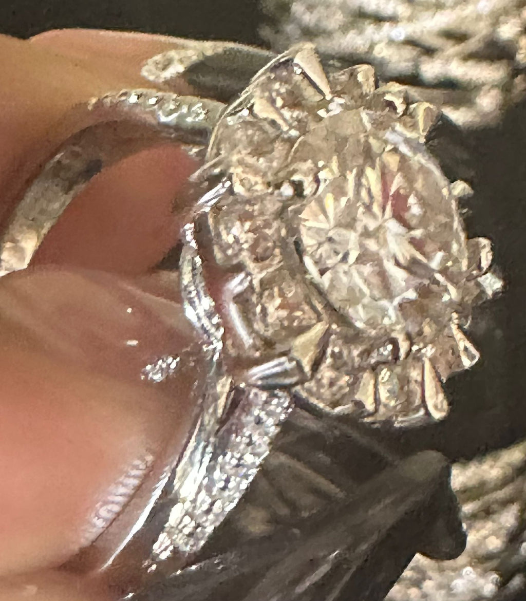 2 CTW Moissanite Flower Halo Ring