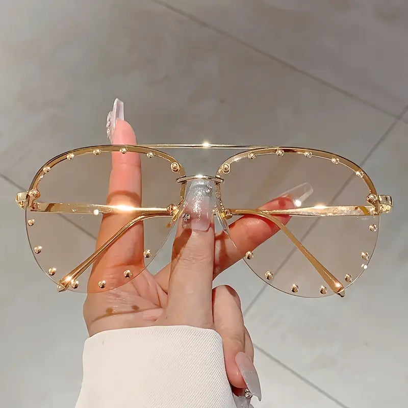 Studded Aviator Sunglasses