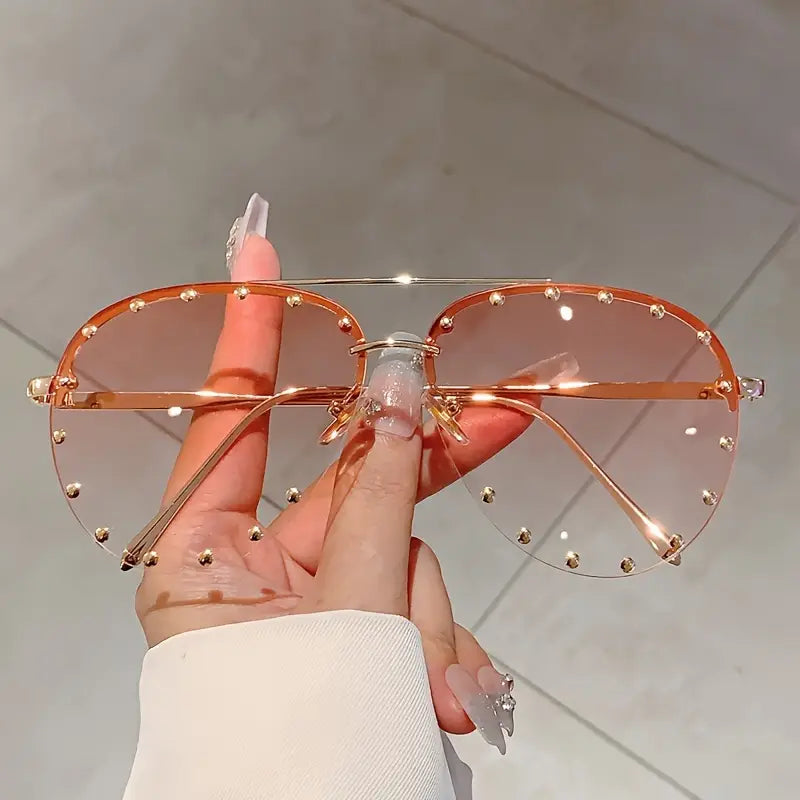 Studded Aviator Sunglasses