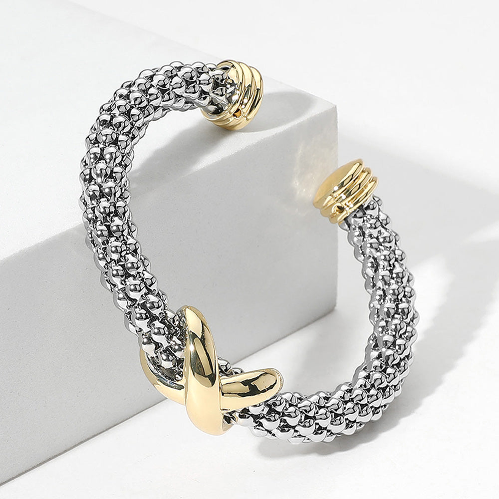 DYI Two Tone Crisscross Pointed Cuff Bracelet