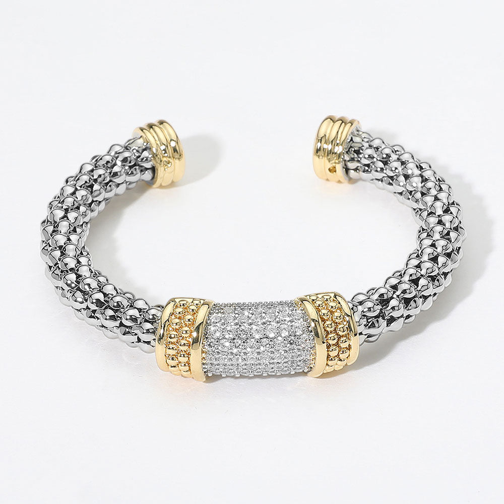 DYI Bar Accent Two Tone Braided Cuff Bracelet