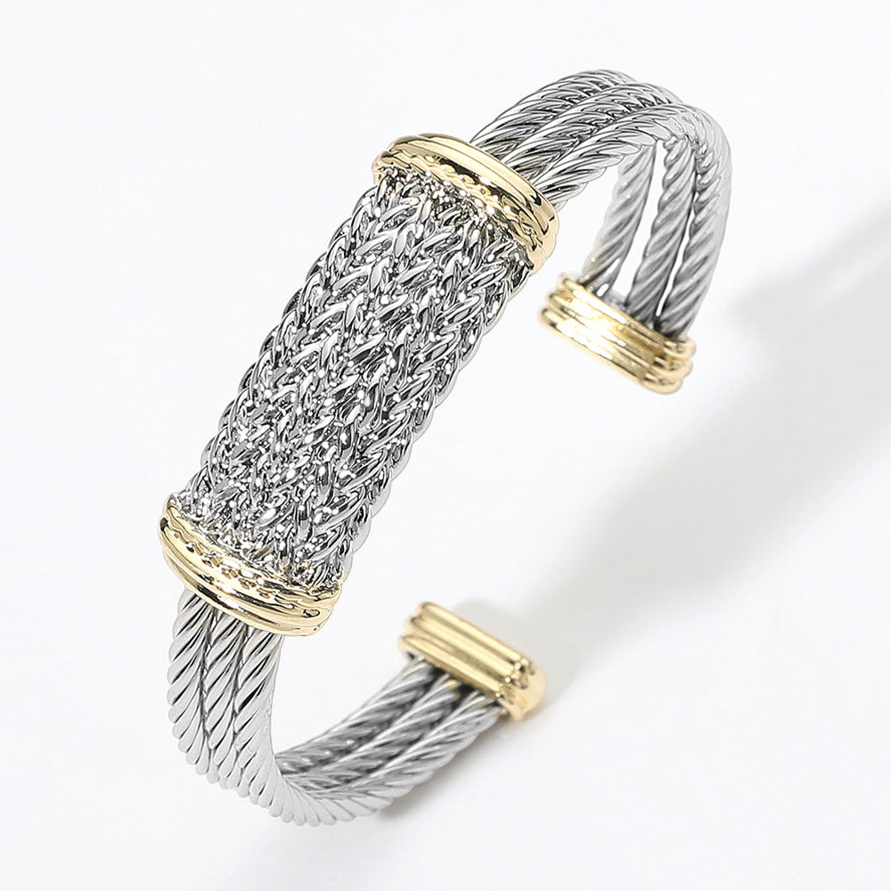 DYI Two Tone Textured Cuff Bracelet