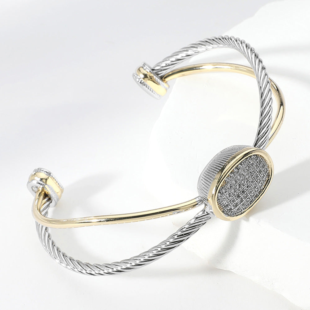 DYI Oval Pointed Two Tone Split Cuff Bracelet
