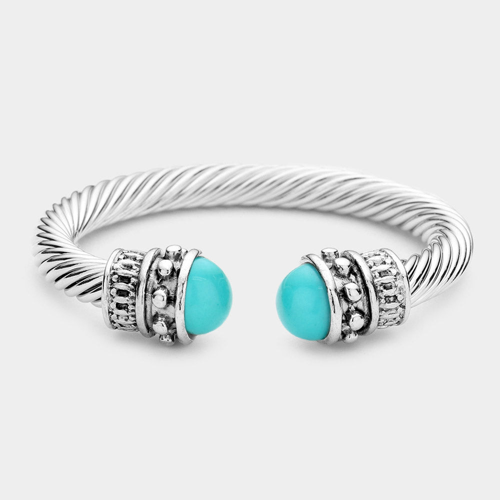 DYI Twisted Metal Turquoise Tip Cuff Bracelet