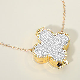 Rhinestone Studded Mini Quatrefoil Evening Clutch Crossbody Bag