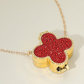 Rhinestone Studded Mini Quatrefoil Evening Clutch Crossbody Bag