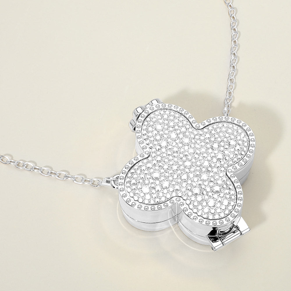 Rhinestone Studded Mini Quatrefoil Evening Clutch Crossbody Bag