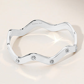 'Cart' Inspired Wavy Hinged Bangle Bracelet
