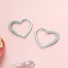 DYI Stone Paved Open Heart Hugger Hoop Earrings
