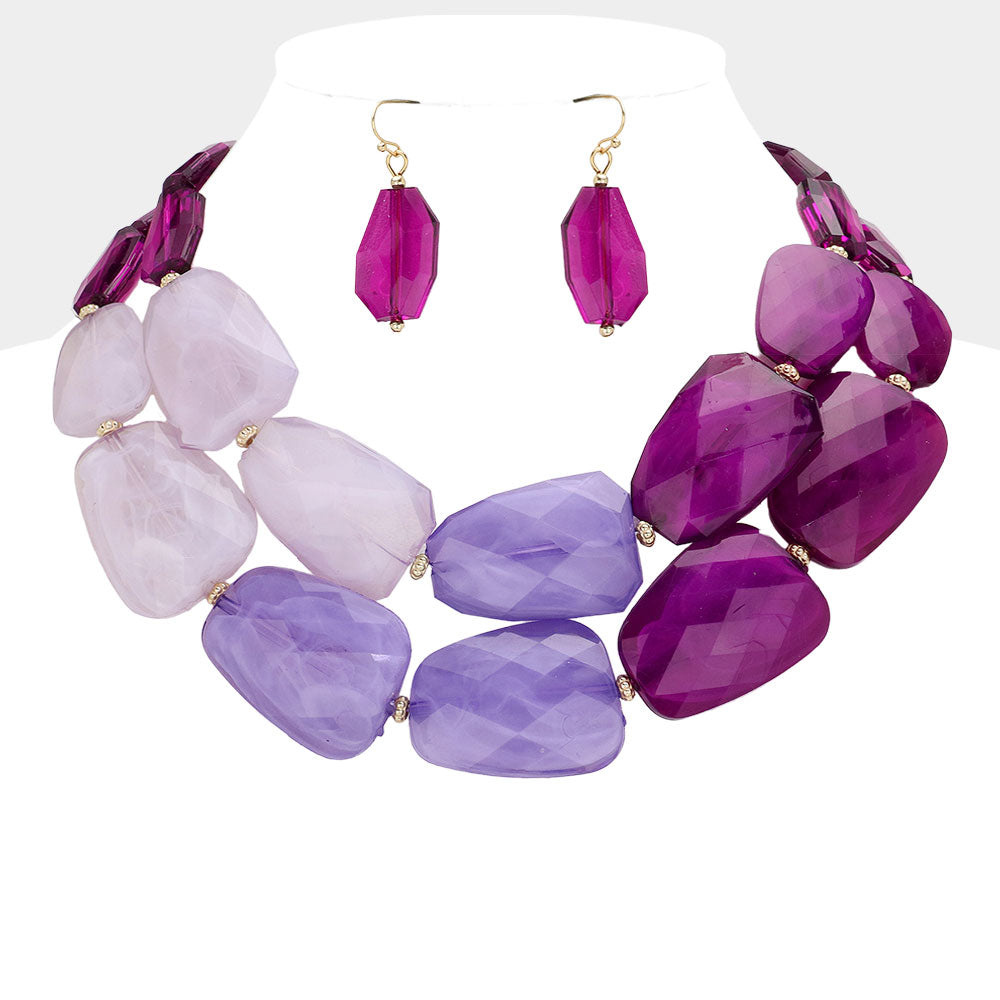 Tiered Resin Pebble Necklace Set