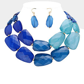 Tiered Resin Pebble Necklace Set