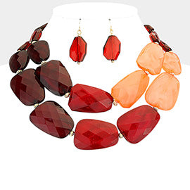 Tiered Resin Pebble Necklace Set